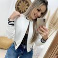 Wefuesd Women S Long Sleeve Baseball Shirt Zip Jacket Baseball Jacket Casual Jacket Cardigan For Women Jackets For Women White L