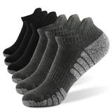 Running Socks Cotton Boat Socks 6Pairs Non-slip Sweat-Absorbing Breathable Sports Socks(Black&Gray XL)