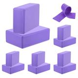 Uxcell 10Pcs Yoga Blocks and 1Pcs Purple Resistance Band Set EVA Foam Non-Slip High-Density Purple
