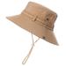 Big Brim Fisherman Hat for Men Letter Embroidery Summer Breathable Bucket Cap Anti-UV Waterproof Hiking Fishing Panama Cap