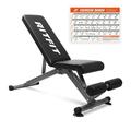 RitFit Adjustable Foldable Utility Weight Bench for Home Gym Weightlifting and Strength Training - Bonus Workout Poster