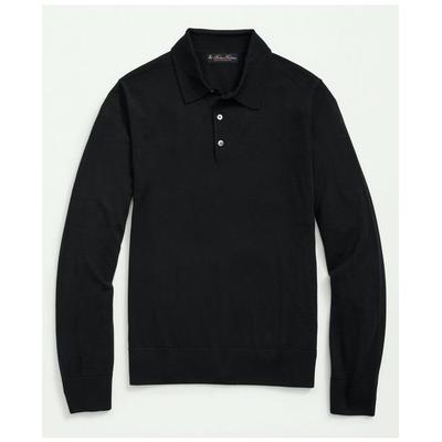 Brooks Brothers Men's Fine Merino Wool Sweater Polo | Black | Size Large