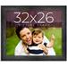 32X26 Frame Black Real Wood Picture Frame Width 1.5 Inches | Interior Frame Depth 0.5 Inches | Barn Black Distressed Photo Frame Complete With UV Acrylic Foam Board Backing & Hanging Hardware