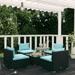 moobody 5 Piece Patio Set with Cushions Poly Rattan Black