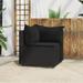 Tomshoo Patio Corner Sofa with Cushions Black Poly Rattan