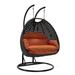 HomeStock Coastal Cool Charcoal Wicker Hanging 2 person Egg Swing Chair