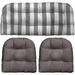 DÃ©cor Indoor Outdoor 3 Piece Tufted Wicker Cushion Set (Standard Grey White Stripe Grey)