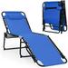 Lounge Chairs For Outside Folding Chaise Lounge W/Removable Headrest & 4 Adjustable Positions Outdoor Recline Chair For Camping Patio Pool Deck Portable Sunbathing Beach Chair (1 Blue)