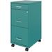 18In Deep 3 Drawer Mobile Metal File Cabinet Teal/Turquoise