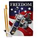 Breeze Decor BD-PA-HS-111045-IP-BO-D-US04-BD 28 x 40 in. Freedom Americana Patriotic Impressions Decorative Vertical Double Sided House Flag Set & Pole Bracket Hardware