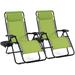 2 PCS Chair Outdoor Chaise Lounge With Cup Holder Patio Folding Chairs Recliner For Yard Pool Lawn Balcony