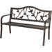 Outdoor Garden Park Bench Patio Metal Bench Steel Frame Bench With Backrest And Armrests For Porch Lawn Balcony Backyard And Indoor Bronze