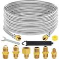 20 Feet High Pressure Braided Propane Hose Extension with Conversion Coupling 3/8 Flare to 1/2 Female NPT 1/4 Male NPT 1/8 NPT Male 3/8 Male NPT 3/8 Male Flare for BBQ Grill Fire Pit Heater