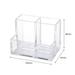 Pen Holder Clear Acrylic Makeup Brush Holder Pencil Holder for Desk with Sticky Notes Holder and 3 Compartments Pencil Organizer for Pen Art Supply Makeup Brush(Clear)
