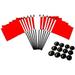 Pack of 12 4 x6 Red Polyester Miniature Office Desk & Little Table Flags 1 Dozen 4x6 Red Small Mini Handheld Waving Stick Flags with 12 Flag Bases (Stands)