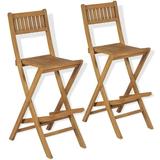 moobody 2 Piece Folding Bar Stools with Footrest Teak Wood Counter Height Pub Chairs Outdoor Barstools for Garden Bistro Cafe 15.6 x 24 x 44.9 Inches (W x D x H)