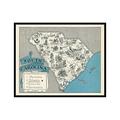 Poster Master Vintage Map Poster - Retro South Carolina Map Print - South Carolina State Map Art - Gift for Teacher Student Travel Lover - Decor for Classroom Office Dorm - 8x10 UNFRAMED Wall Art