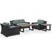 HomeStock Global Glam 5Pc Outdoor Wicker Conversation Set Mist/Brown - Loveseat Coffee Table Side Table & 2 Chairs