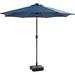 Solar Outdoor Umbrella With LED Lighted 360Â°Rotation Adjustment Market Umbrella With Tilt And Crank Weighted Base Stand For Deck Garden Pool (8.8 FT Patio Umbrella And Base Blue)