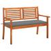 moobody 2-Seater Garden Bench with Gray Cushion Eucalyptus Wood Patio Porch Chair Padded Seat Wooden Outdoor Bench for Backyard Balcony Park Lawn 47.2 x 23.6 x 35 Inches (W x D x H)