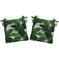 Set of 2 Decorative Indoor Outdoor 20 Wx20 D Tufted Chair Cushion Pads with Ties ~ Choose Color Great for Patio Deck Home Made with Swaying Palm Aloe Green Tropical Palm Leaf