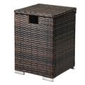 IVV 16-inch Elegant 20LP Propane Tank Cover Patio Table Storage Box Hideaway End Table Outdoor Side Table Patio Storage Box Wicker Ratten Gas Tank Table for Fire Pit Table(Brown)