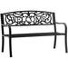 50 2-Person Garden Bench Loveseat With Cast Iron Decorative Welcome Vines Outdoor Patio Bench For Backyard Porch Entryway