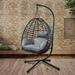 Artisan Outdoor Wicker Swing Chair With Stand for Balcony 37 Lx35 Dx78 H (Grey)