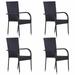 moobody 4 Piece Garden Chairs Black Poly Rattan Stackable Patio Armchairs Outdoor Dining Chair for Backyard Lawn Balcony Outdoor Furniture 21.9 x 21.1 x 37.4 Inches (W x D x H)