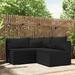 OWSOO 3 Piece Patio Set with Cushions Black Poly Rattan