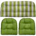 DÃ©cor Indoor Outdoor 3 Piece Tufted Wicker Cushion Set (Large Green White Stripe Green)