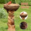 Polyresin Bird Bath Bowl for Garden Brown Pedestal Handmade Polyresin Big Tree Shape Bird Bath Brown Pedestal Handmade Gifts for Outdoor Home Garden Yard Lawn Decorations