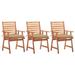 OWSOO Patio Dining Chairs 3 pcs with Cushions Solid Acacia Wood