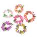 18pcs Hawaiian Garland Set Artificial Flower Headband Headwear Tropical Beach Party Fancy Accessaries(Purple+Yellow+White+Orange+Rosy+Pink 3pcs For Each Color)