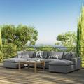 Modway Commix 6-Piece Outdoor Patio Sectional Sofa in Charcoal
