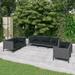 moobody 7 Piece Patio Lounge Set with Cushions Poly Rattan Dark Gray Outdoor Sectional Sofa Set Steel Frame for Garden Lawn Courtyard Balcony