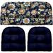 Indoor Outdoor 3 Piece Tufted Wicker Cushion Set (Standard Daelyn Navy Navy Blue)