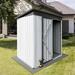 5x3 FT Outdoor Storage Shed Waterproof Metal Garden Sheds with Lockable Door Steel Tool Storage Buildings Shed & Outdoor Storage House for Garden Backyard Patio Lawn Trash Cans(Dark Gray/White)