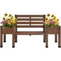 74x38x23in Raised Garden Bed with 2 Side Elevated Planter Boxes Horticulture Raised Plant Container with Seat for Garden Patio Backyard Deck