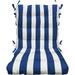 Indoor Outdoor Tufted High Back Chair Cushion Choose Color (Royal Cobalt Blue White Stripe)