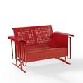 HomeStock Rustic Refinement Outdoor Metal Loveseat Glider Red-Color:Bright Red Gloss