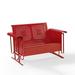 HomeStock Rustic Refinement Outdoor Metal Loveseat Glider Red-Color:Bright Red Gloss