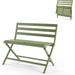 Efurden Outdoor Foldable Garden Bench Aluminum Patio Bench Chair Furniture with Backrest for Porch Park Deck and Indoor (Green)