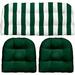 DÃ©cor Indoor Outdoor 3 Piece Tufted Wicker Cushion Set (Large Green White Stripe Green)