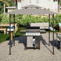 8 x 5 FT Grill Pergola Tent with Air Vent Double Tiered Outdoor BBQ Gazebo with 2 Side Shelves 10 Hooks Bottle Opener Outdoor Barbecue Canopy for Patio Garden Beach Backyard Gray