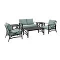 HomeStock Southwestern Sanctuary 6Pc Outdoor Metal Conversation Set Oatmeal/Oil Rubbed Bronze - Loveseat Coffee Table 2 Armchairs & 2 Side Tables