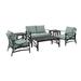 HomeStock Southwestern Sanctuary 6Pc Outdoor Metal Conversation Set Oatmeal/Oil Rubbed Bronze - Loveseat Coffee Table 2 Armchairs & 2 Side Tables