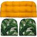 Indoor Outdoor 3 Piece Tufted Wicker Cushion Set (Standard Yellow Swaying Palms Aloe Green)