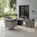 HomeStock Contemporary Cool 5Pc Outdoor Wicker Conversation Set W/Fire Table Gray/Black - Dante Fire Table & 4 Armchairs