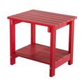 Key West Weather Resistant Outdoor Indoor Plastic Wood End Table Patio Rectangular Side table Small table for Deck Backyards Lawns Poolside and Beaches Red